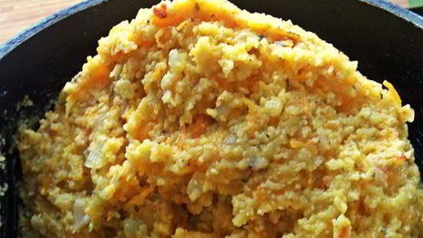 полента с беконом и овощами