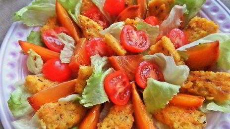 полента с беконом и овощами