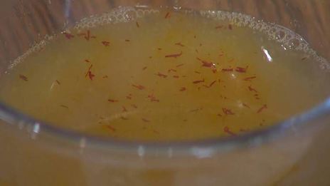 полента с мидиями и беконом