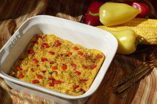 Запеченная полента с овощами