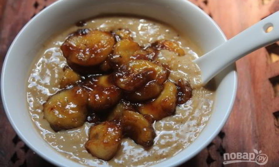 Рецепт овсяная каша с карамелью и бананом