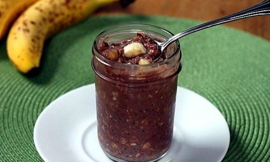Рецепт овсянка в банке с бананом и какао