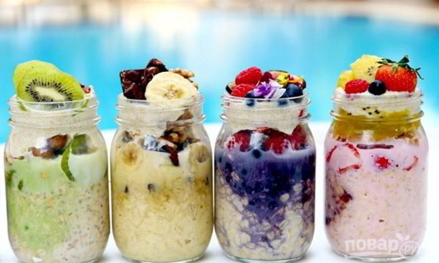 Рецепт овсянка в банке с отрубями и фруктами