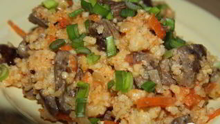 Пшенная каша с куриными сердечками