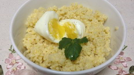 пшенная каша с яйцом-пашот