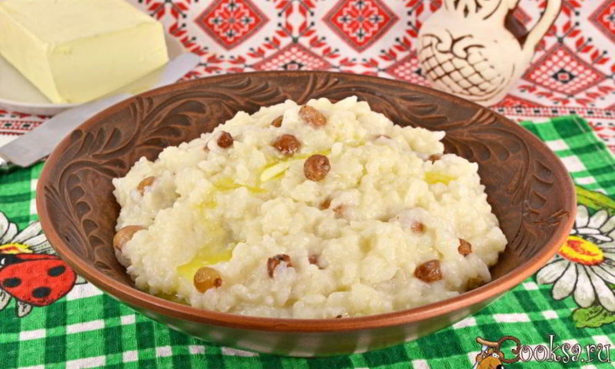 Рецепт молочная рисовая каша с изюмом и кокосовой стружкой в мультиварке