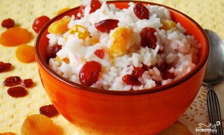 Рецепт рисовая каша с сухофруктами