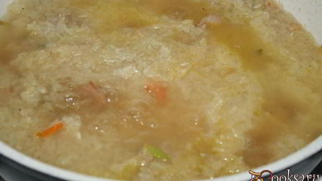 сытная рисовая каша со свининой и беконом на топленом сливочном масле