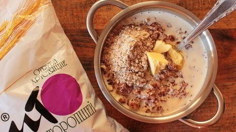 сливочная каша с корицей и хрустящими отрубями