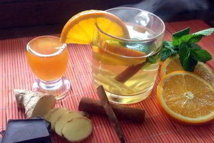 Чай с имбирем, апельсином, мятой, медом и корицей