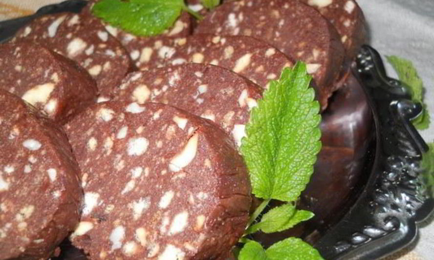 Рецепт вкусная чайная колбаска из печенья