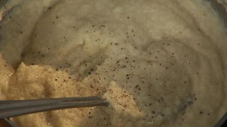 сибас в молоке с кофейным соусом капучино