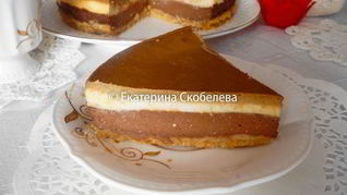Трехслойный кофейно-шоколадный чизкейк