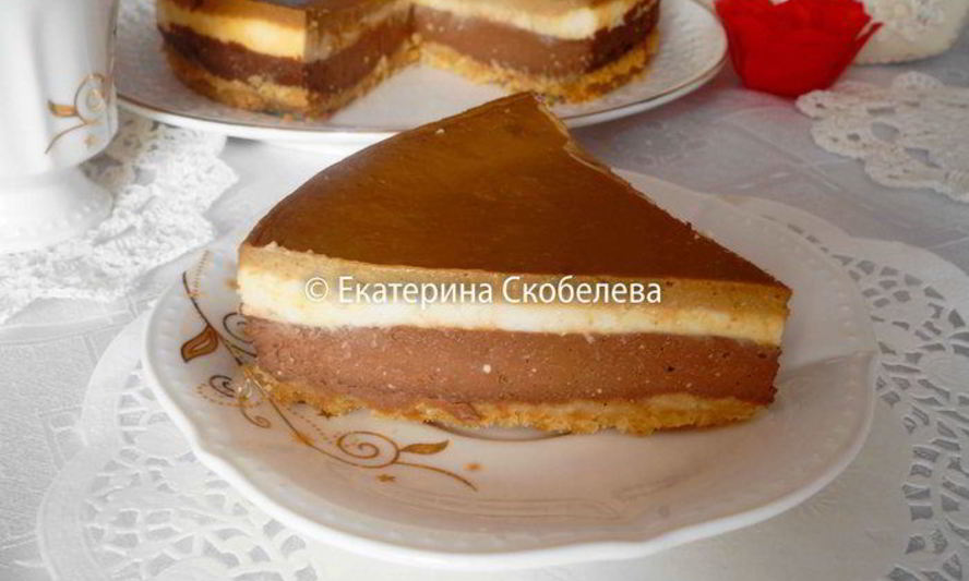 Рецепт трехслойный кофейно-шоколадный чизкейк