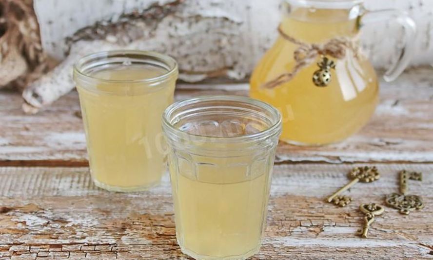 Рецепт квас из березового сока с изюмом коричневым сахаром и хлебом