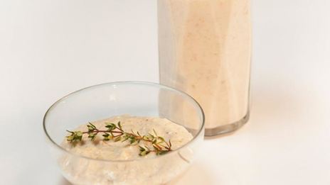 ризотто из овсянки с грибами и овсяный смузи с грушей