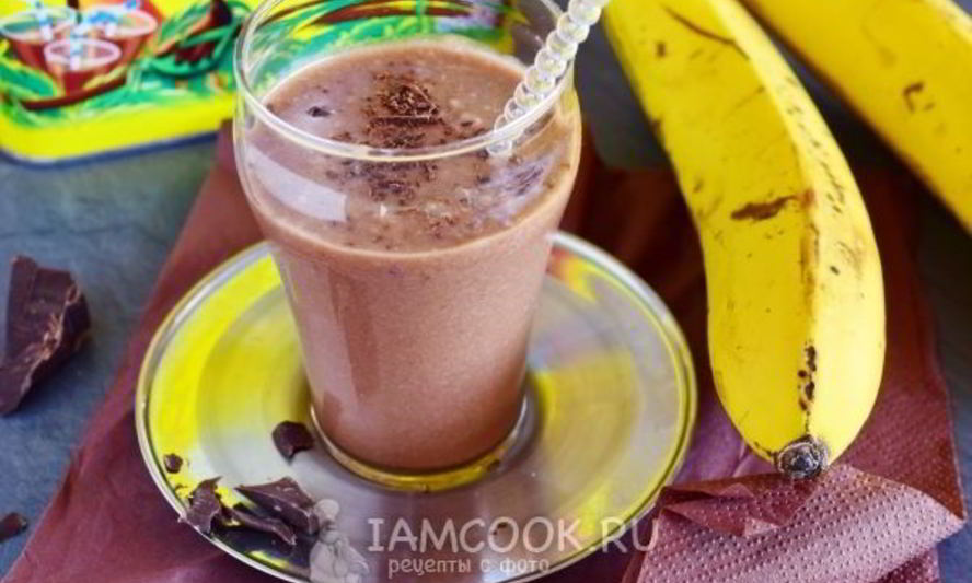 Рецепт шоколадный смузи с бананом и кокосовым молоком