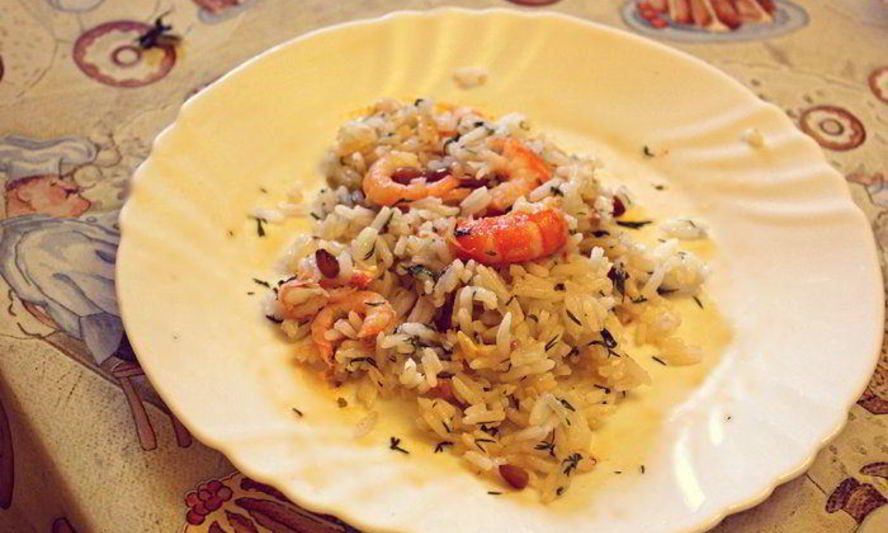 Рецепт греческий салат из креветок с рисом