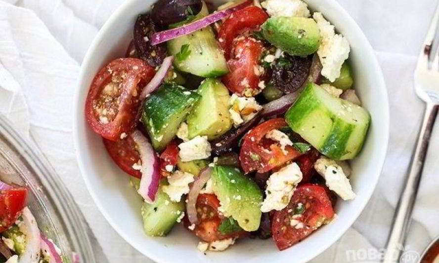 Рецепт греческий салат с авокадо