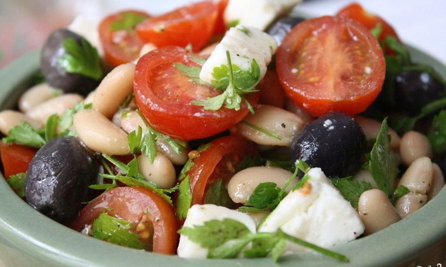 Рецепт салат греческий с фасолью
