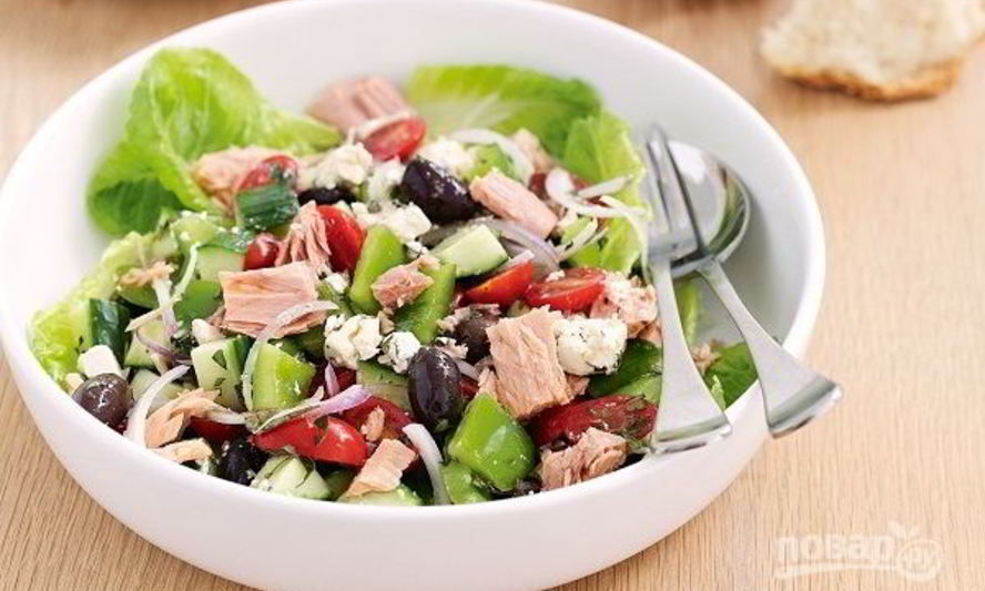 Рецепт салат греческий с тунцом
