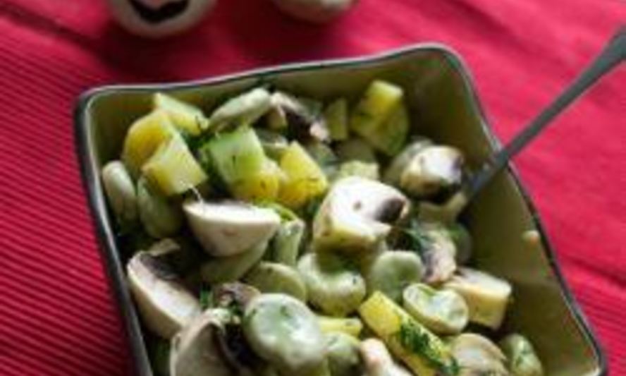 Рецепт картофельный салат с бобами и шампиньонами