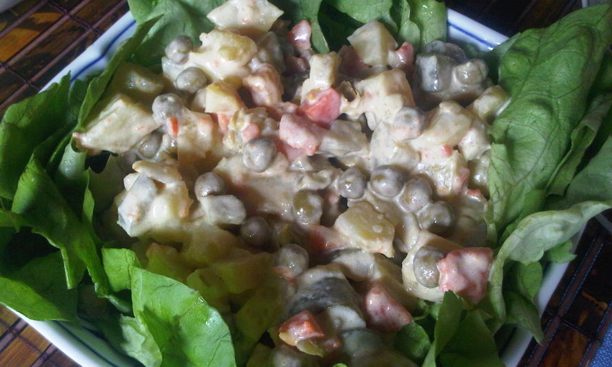 Рецепт картофельный салат с горошком и сладким перцем