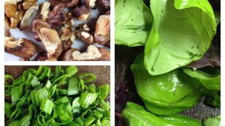 картофельный салат с грецким орехом и базиликом