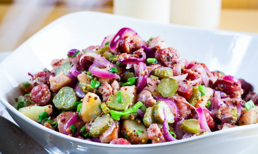 Рецепт картофельный салат с копченостями