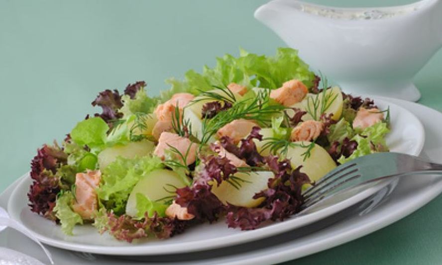 Рецепт картофельный салат с семгой