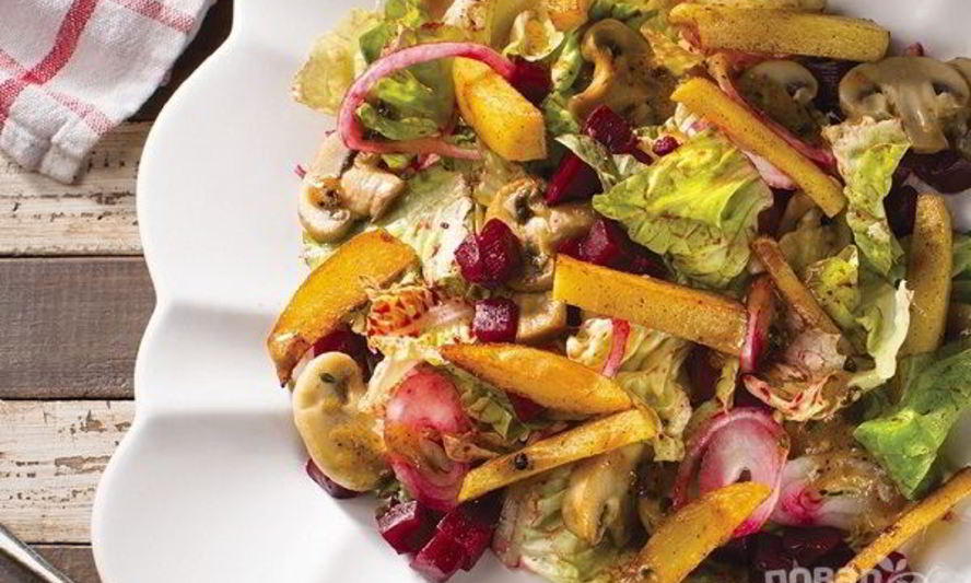 Рецепт салат с картофелем, грибами и свеклой