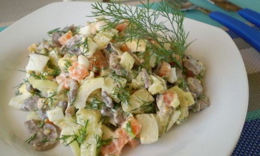 Рецепт салат с картошкой и грибами