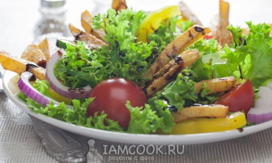 Рецепт салат с жареной картошкой соломкой