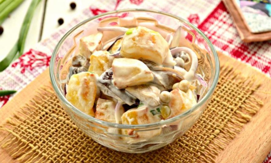 Рецепт теплый картофельный салат с грибами