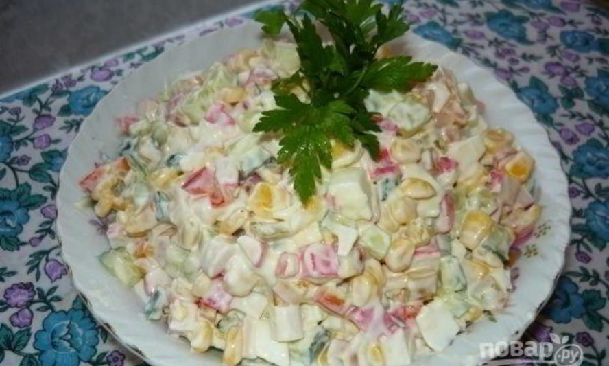 Рецепт крабовый салат с огурцом