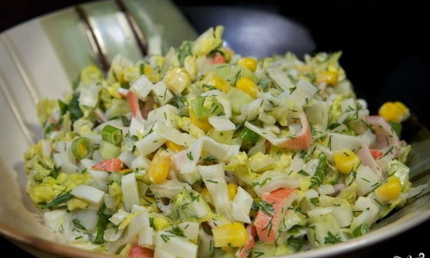 Рецепт крабовый салат с пекинской капустой