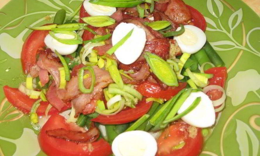 Рецепт легкий салат с беконом