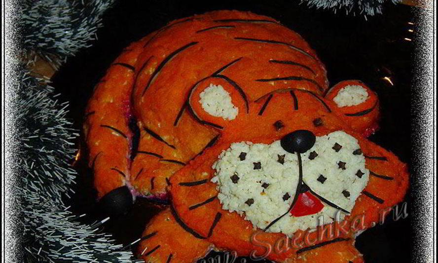 Рецепт новогодний салат тигренок