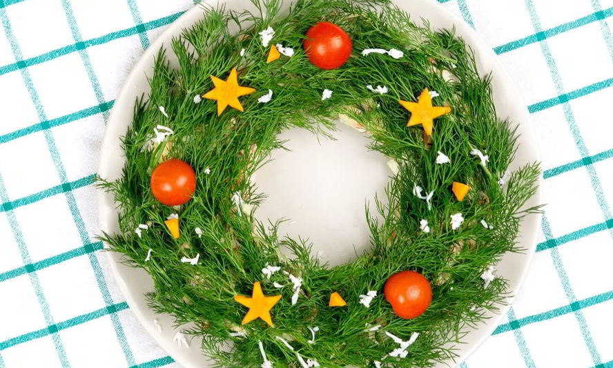 Рецепт новогодний венок из оливье