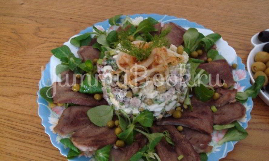 Рецепт оливье с каперсами и языком