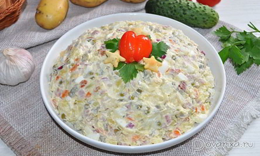 Рецепт оливье с копченым мясом