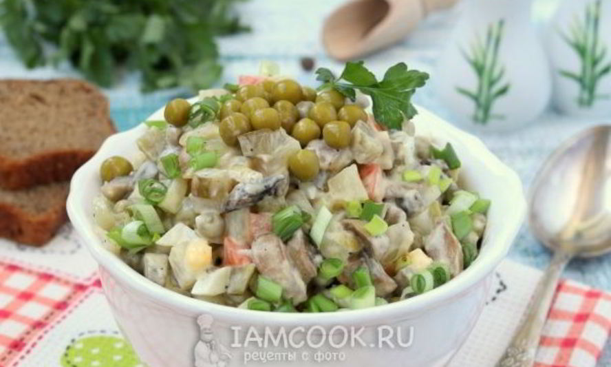 Рецепт оливье с шампиньонами