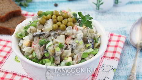 оливье с шампиньонами