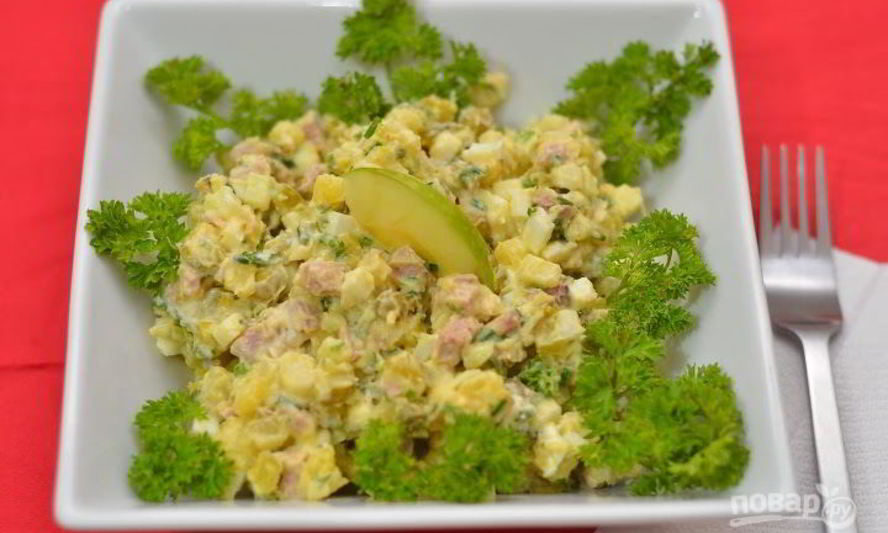 Рецепт оливье с языком