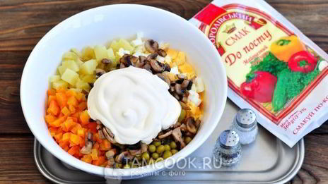 салат оливье без мяса и колбасы