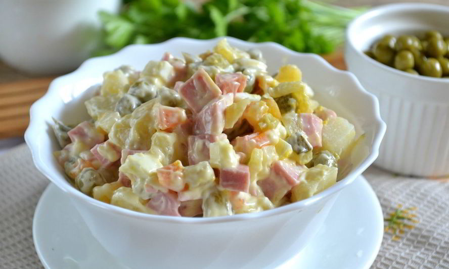 Рецепт салат оливье классический с колбасой