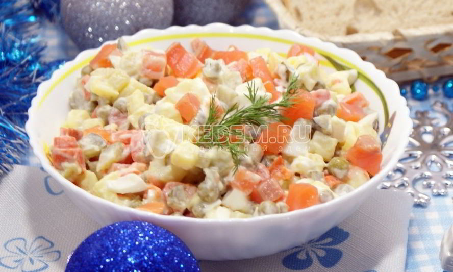 Рецепт салат оливье с семгой