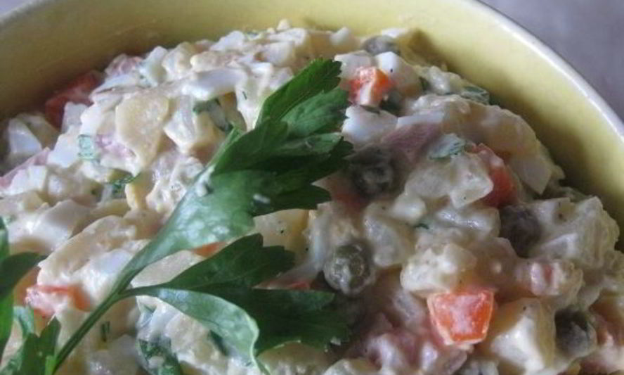 Рецепт салат оливье с ветчиной