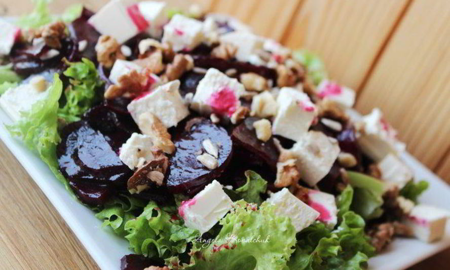 Рецепт салат из маринованной запеченной свеклы с фетой