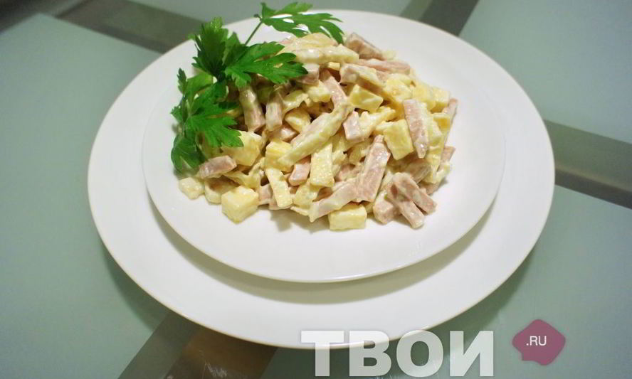 Рецепт салат из вареной колбасы
